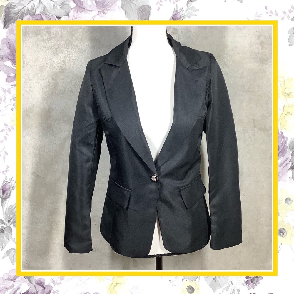 🍒 BLAZER SUIT COAT BUSINESS JACKET WOMAN ELEGANT FORMAL LONG SLEEVE COVER BLACK